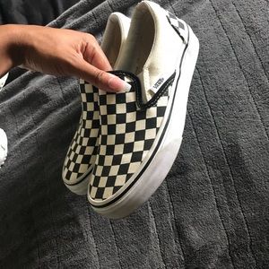 Checkered slip on vans